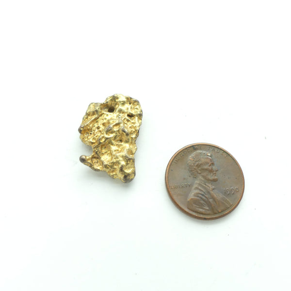 Brass, "Gold Nuggest" from Lost Wax Casting Workshop in Ghana, 17x22mm
