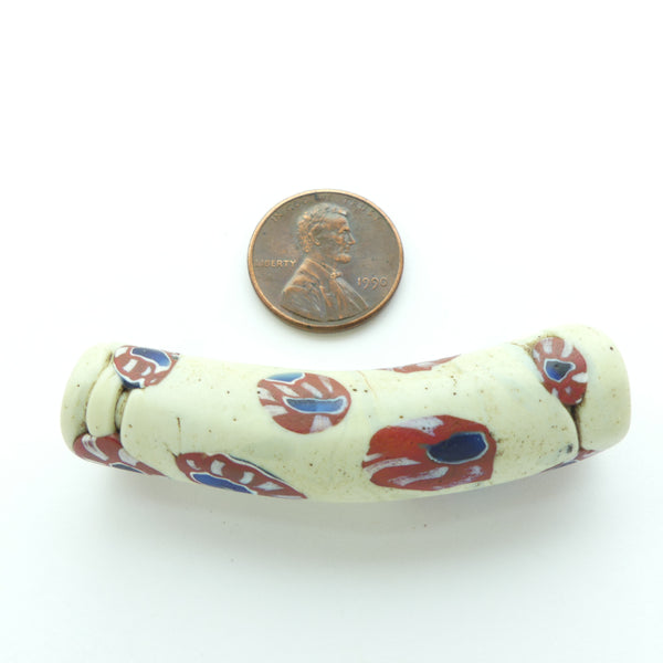 Millefiori Antique Venetian Trade Bead, Very Early Large "Bear Paw" Elbow, 54x13mm