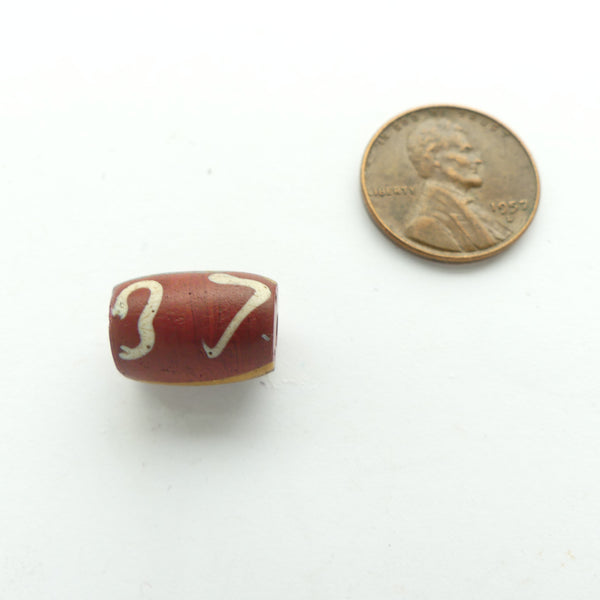 Lampworked, Venetian, Brown "37" Mystery Bead, 15x9mm