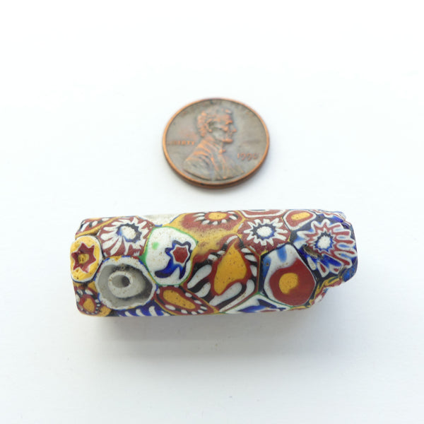 Millefiori Antique Trade Beads, A Library of Murrine All on One Bead!, 36x13mm
