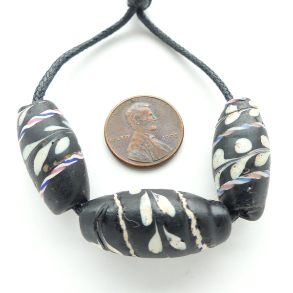 Lampwork, Antique Venetian Trade Beads, Set of 3 Lewis and Clark Beads