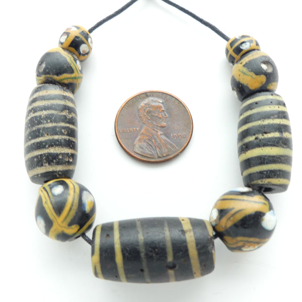Lampwork, Antique Venetian Trade Bead, Collector/Designer Mix of Sizes & Styles, Set of 9