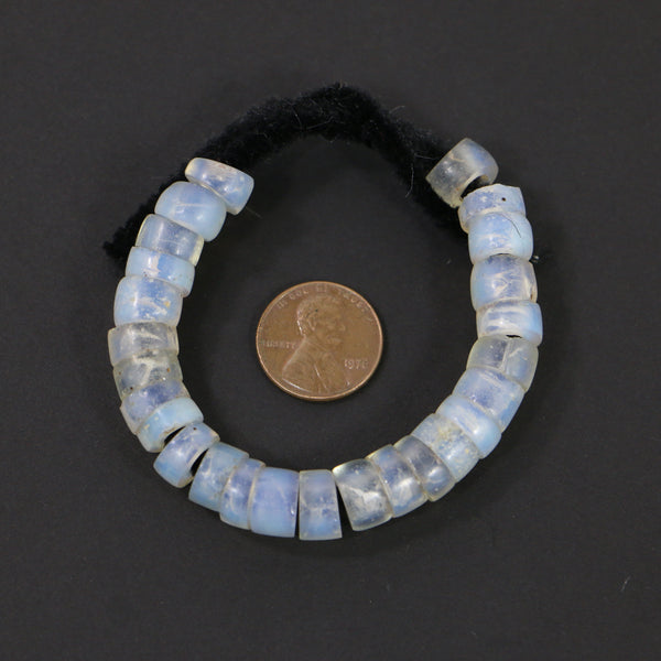 Bohemian, Glass Large Hole Beads, Clear and Milk, 10mm Diameter, Lot of 26 Beads