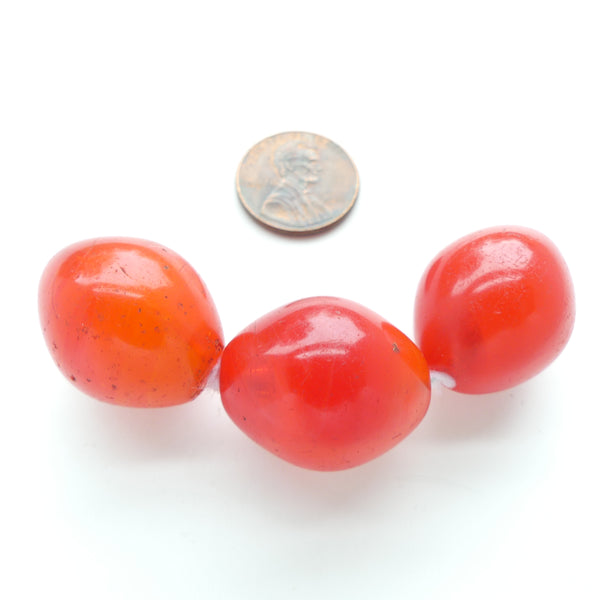 Bohemian, Vintage Pressed Glass "Cherry Tomatoes" 23x20mm, Set of 3