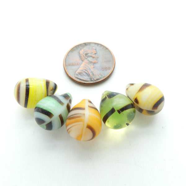 Bohemian, Wedding Bead Necklace Components, Small "Agate" Style Lightbulbs, Set of 5