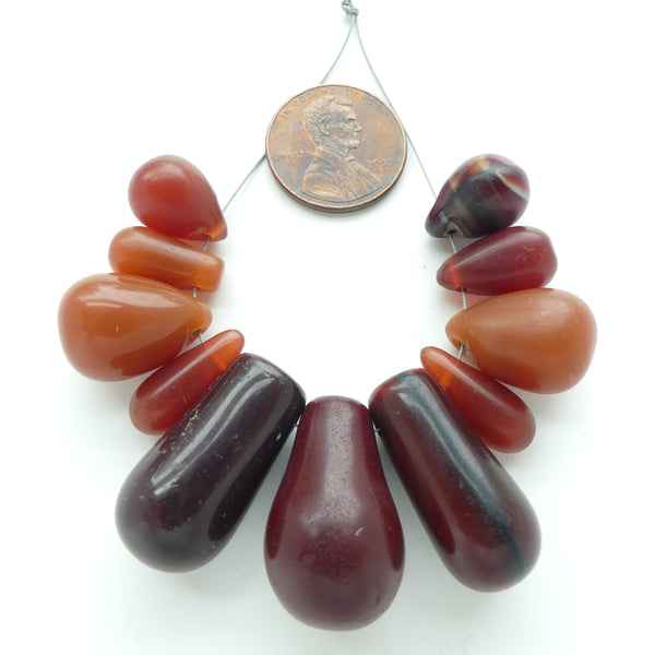 Bohemian, Vintage Wedding Bead Necklace Components, Brown, Set of 11 Drops