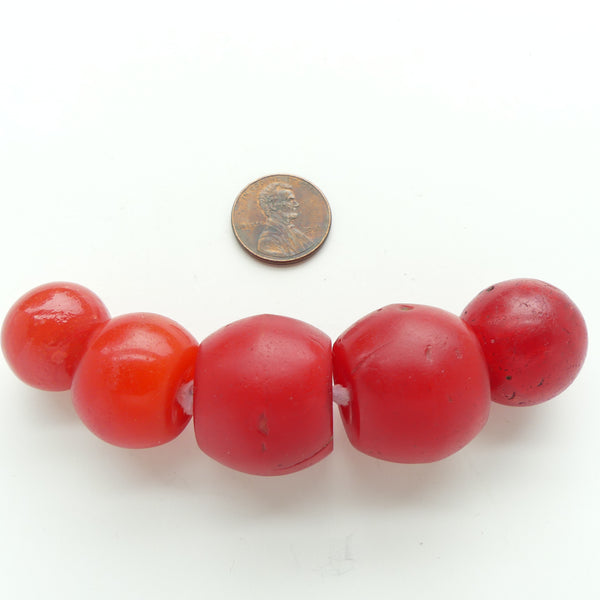 Bohemian, Pressed Glass Barrels & Round Beads, Desinger/Collector Set of 5