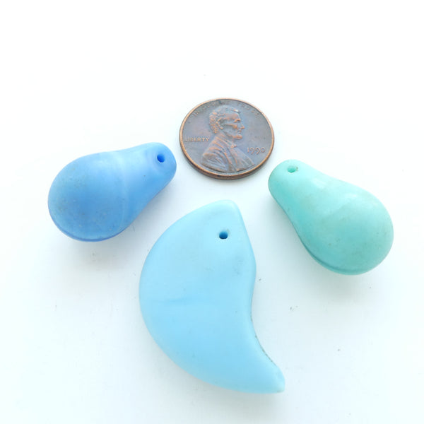 Bohemian, Wedding Bead Components, Light Blue/TQ Opaque, Set of 3
