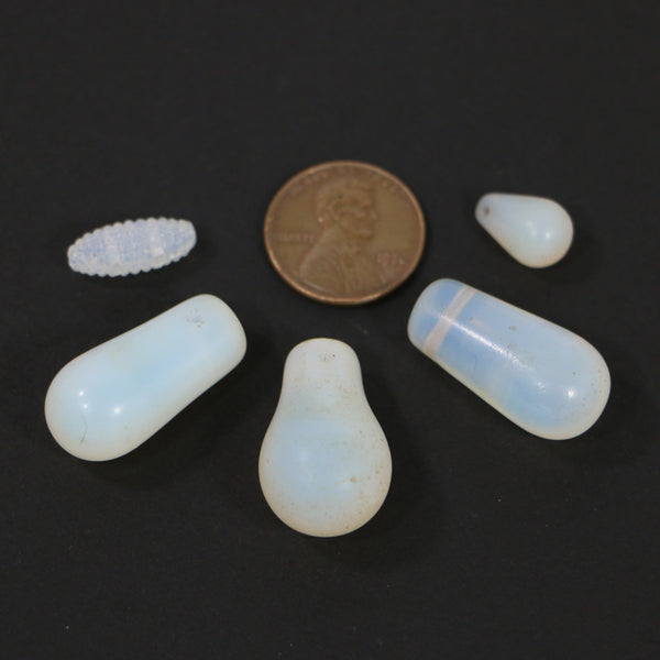Bohemian, Wedding Bead Necklace Components, Lightbulbs, Moon Glass, Set of 4