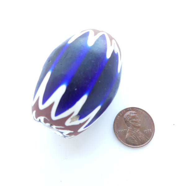Chevron, Antique Venetian, Large Oval 6-Layer Bead, 46x32mm