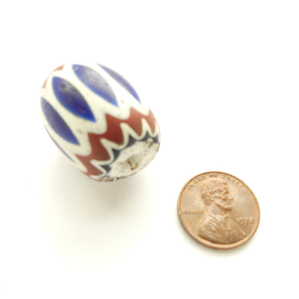 Chevron, Antique Venetian with Interesting Grind Pattern, 27x24mm