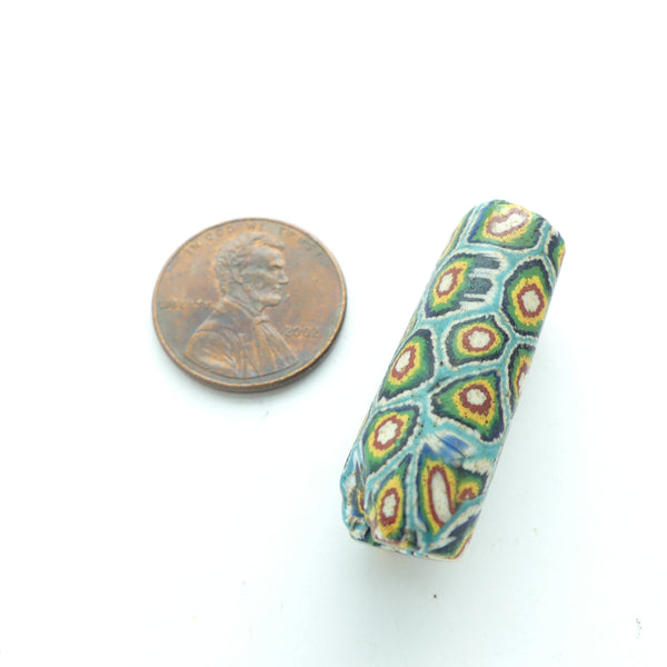 Millefiori, Antique Venetian Trade Bead, Multicolor Bundled Canes with TQ!, 30x10mm