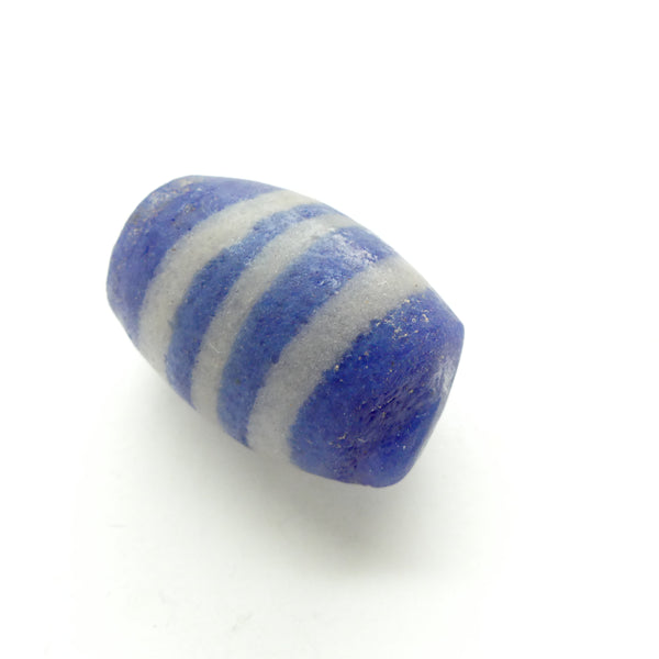 Powderglass, Big Blue Beads with White Stripes