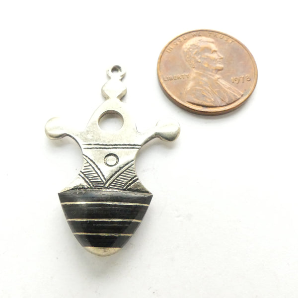 Moroccan Silver Tuareg Iferouane Style Crosses with Ebony, Small 35mm Long