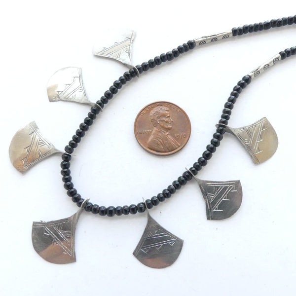 Moroccan Silver Tuareg Necklaces with Small Triangular Pendants, 18 Inches Long