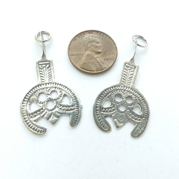 Moroccan Silver, Small Cast Pendants, 40mm Long Including Loops, Sold Individually