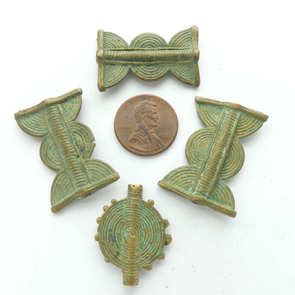 Brass, Vintage Lost Wax Cast, Sun/Moon Design & More with Natural Patina, Largest 30x16mm