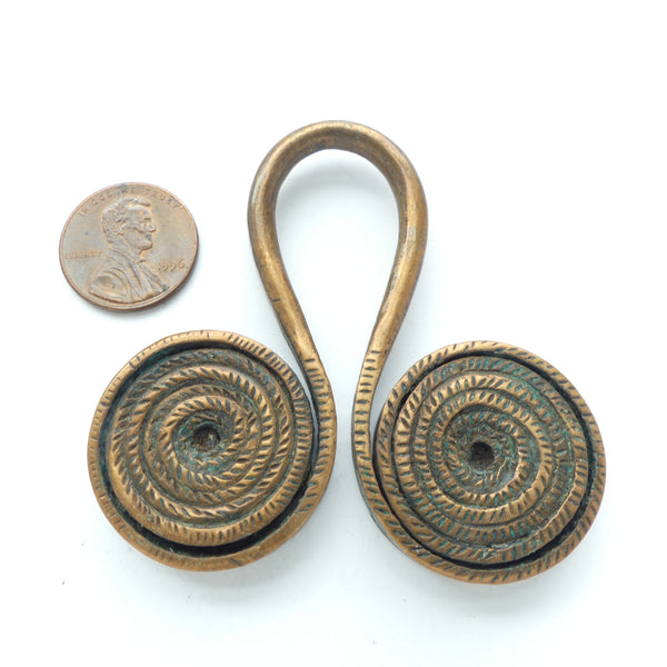 Copper, Vintage Double Spiral Pendant, Sidamo People of Ethiopia, 2x25" long by 2.5 inches wide