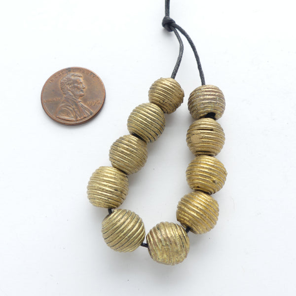 Brass, Lost Wax Cast Beehive Shape Beads, 10mm Diameter, Sold in sets of 10 Beads