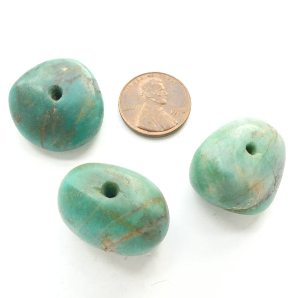 Moroccan Amazonite Bead, Deep Blue/Green Color, 13x25mm
