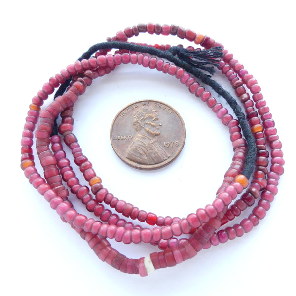 White Hearts, Antique Tiny 1.5-2.5mm Diameter Beads on 22-inch Strand