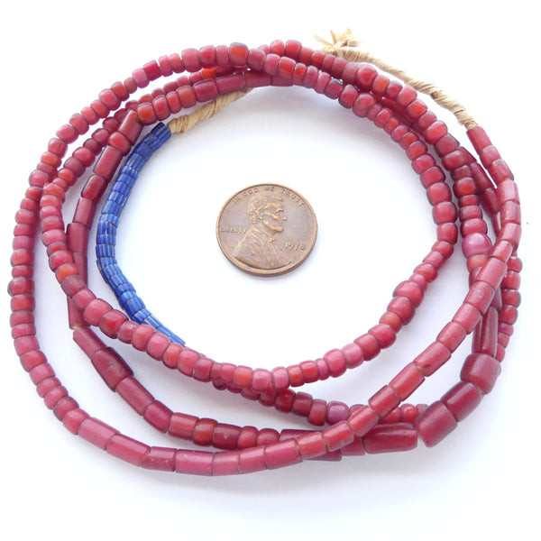 White Hearts Antique 3-4mm Beads with Bonus Chevrons on 34-inch Strand