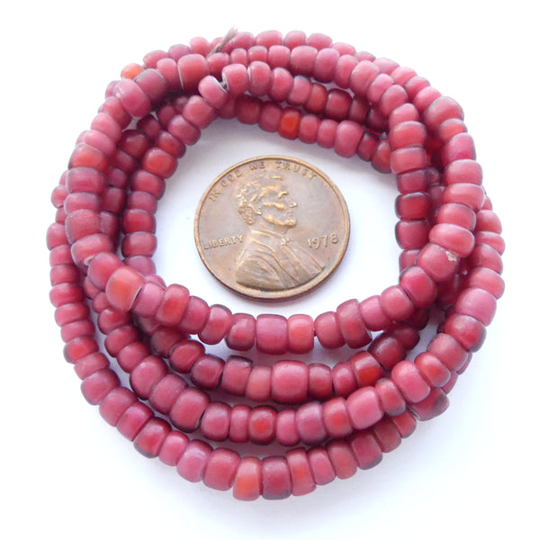 White Hearts, Antique 4mm Beads on 20-inch Strand