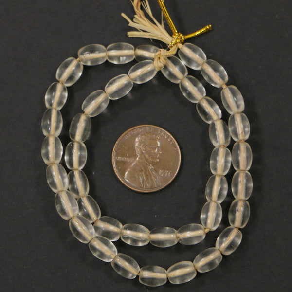 Small African Strands, Crystal Clear Glass Ovals 8x6mm on Short 12-inch Strand