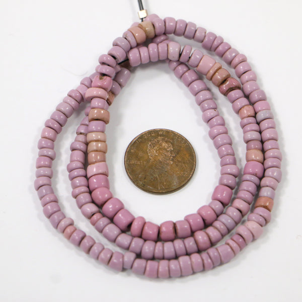 Seed Beads, Vintage, Large Rare Pink Beads, 4-5mm on 20-inch Strand