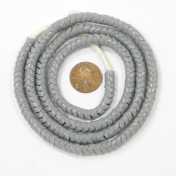 Snake Beads, Dove Grey 6mm Diameter on Long 27-inch Strand