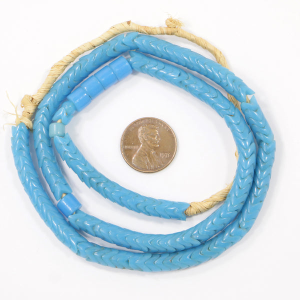 Snake Beads, Turquoise Glass 6mm Diameter on 19-inch Strand