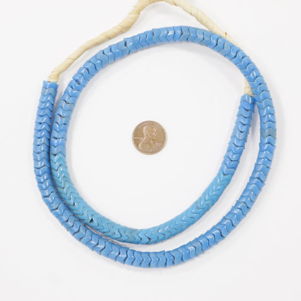 Snake Beads, Turquoise Molded Glass, 9mm Diameter on 23-inch Strands