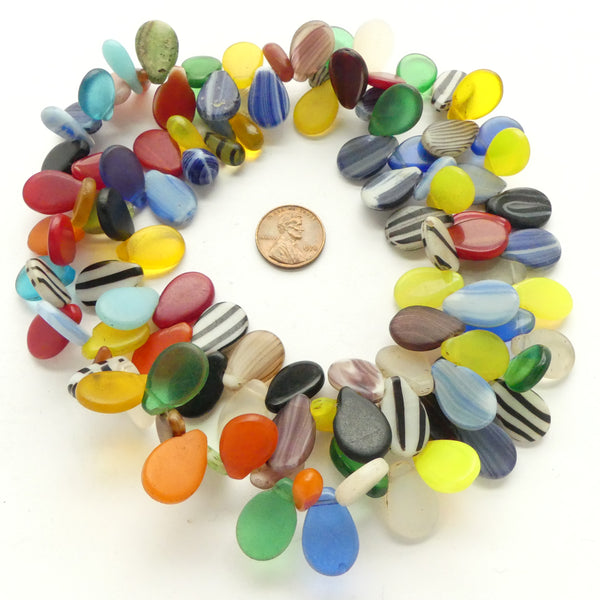 Wedding Beads, Tabular Style, Antique Czech Glass Trade Beads on 26-inch Strand