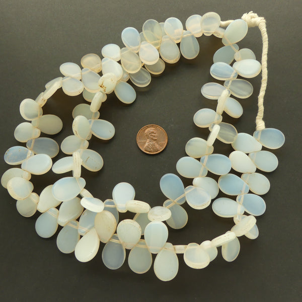 Tabular Mali Wedding Beads, Moon Glass Color, Long 28-inch Strand