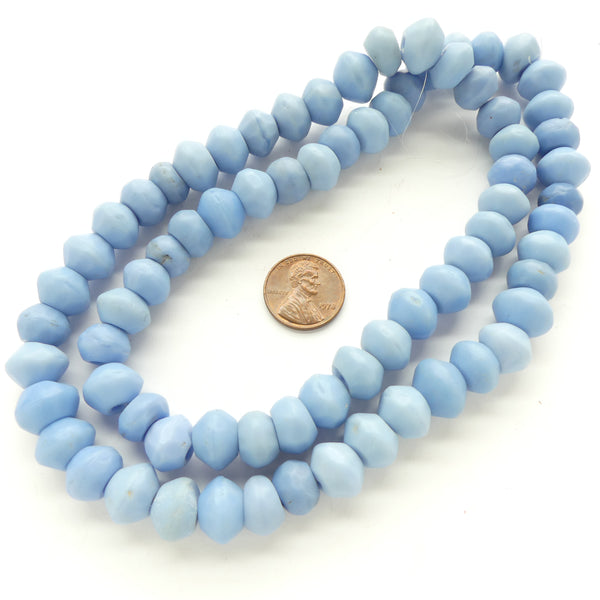 Vaseline Beads, Antique Cornflower Blue, 10x12mm, High-Graded 24-inch Strand