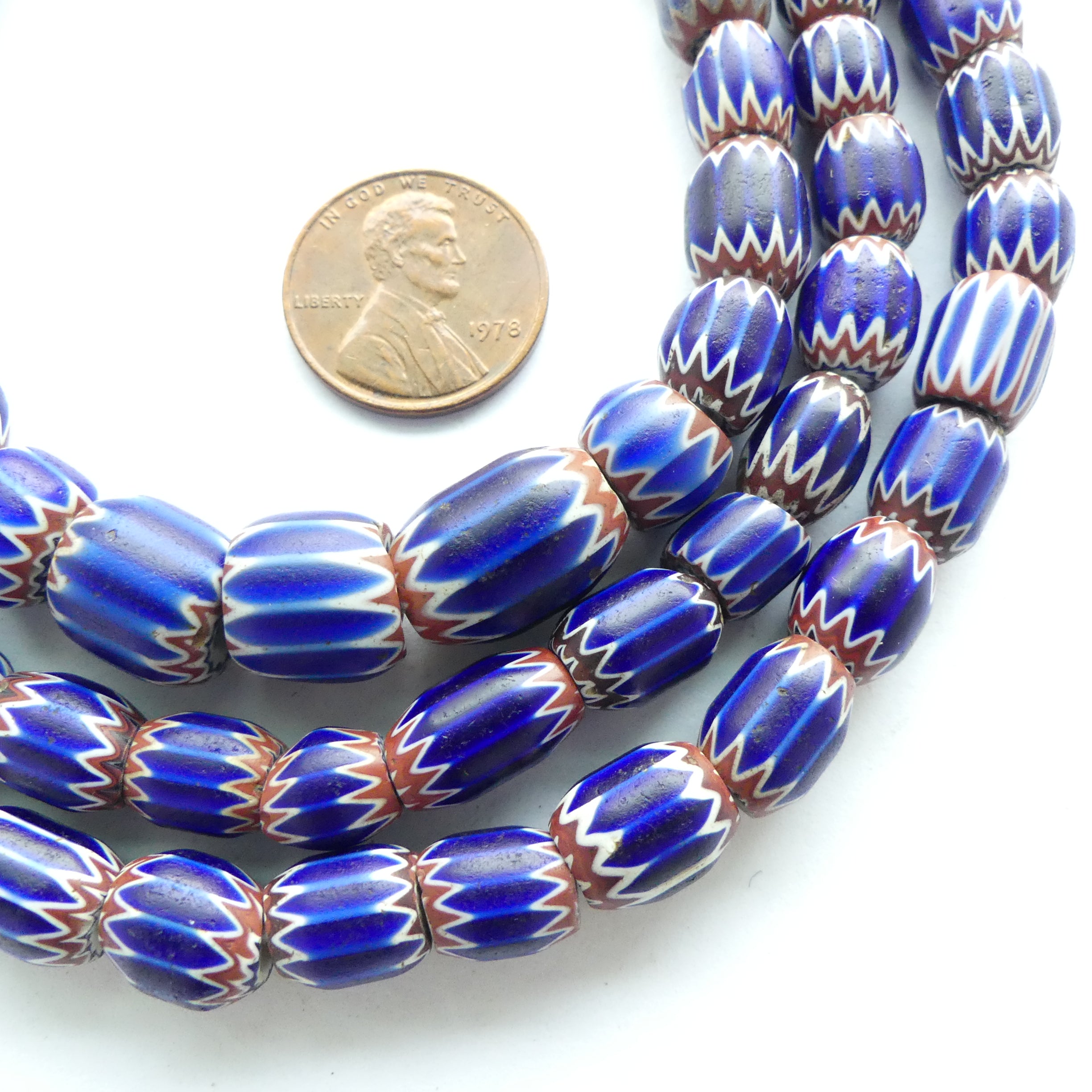 Chevrons, Antique Venetian Trade Beads, Rare Strand of Perfect
