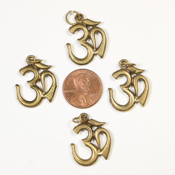 Brass, Pendant Om, Medium Size 19x25mm, Sold Individually