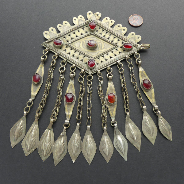 Turkoman Vintage Necklace Centerpiece/Clasp, 10.5x7 inches, Sold as a Set of 2