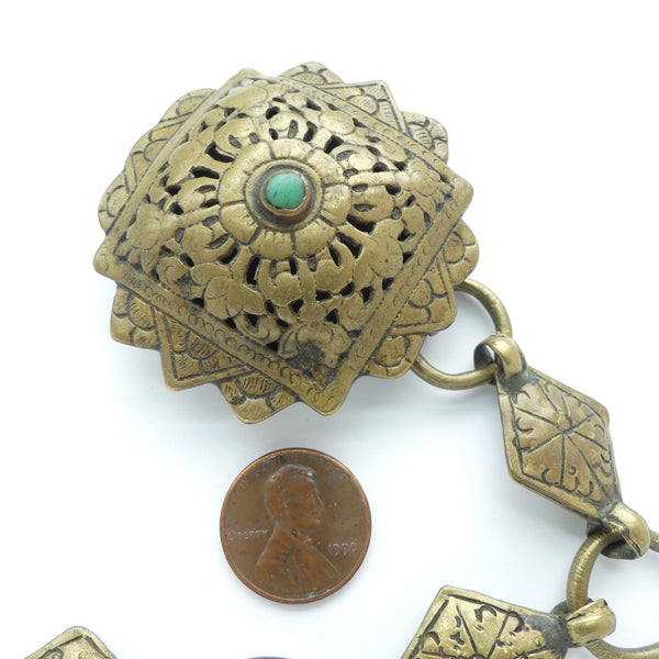 Koma, Antique Bhutanese Pair of Clips for Fastening Woman's Dress, 2 inches Diameter