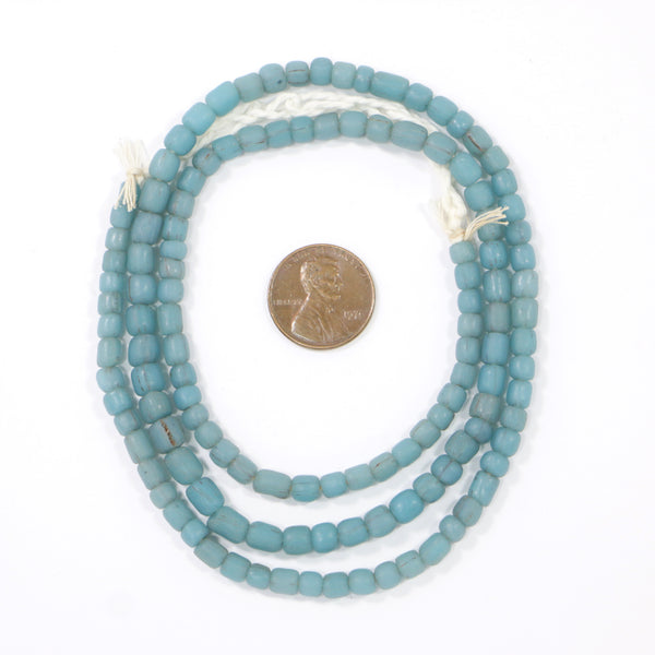 Indonesia, Light Turquoise Matte Spacer Beads, 4-6mm Diameter on 23-inch Strands