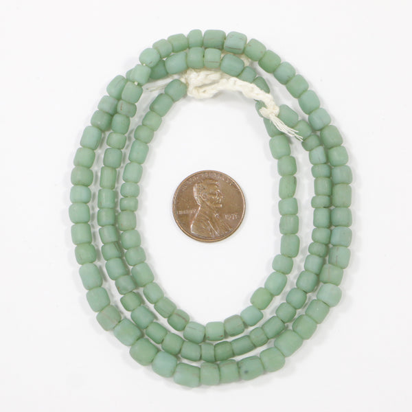 Light Blue Green Matte Spacer Beads From Indonesia, Slightly Graduated 5-6mm on 23-inch Strands
