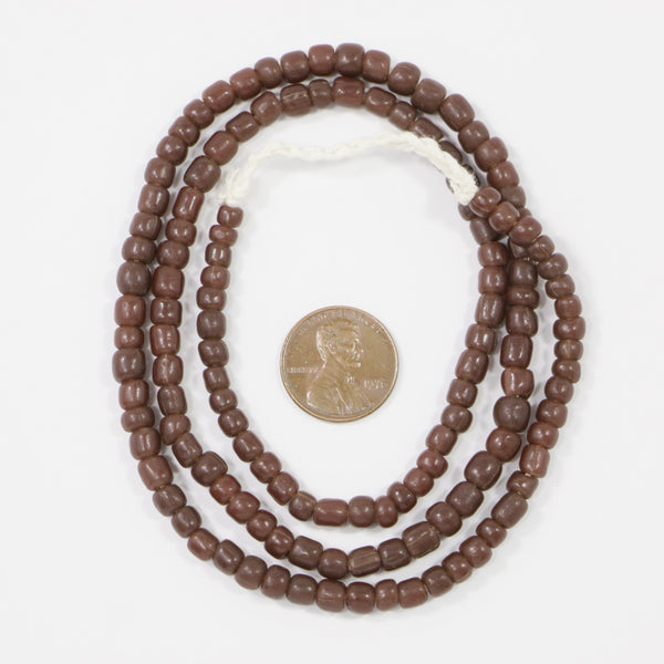 Indonesia, Chocolate Brown Spacer Beads Semi-Matte, 4-6mm Diameter on 23-inch Strands