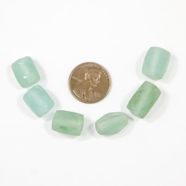 Indonesia, Recycled "Sea Foam" Color Cornerless Rectangles 15x10mm , Sets of 6