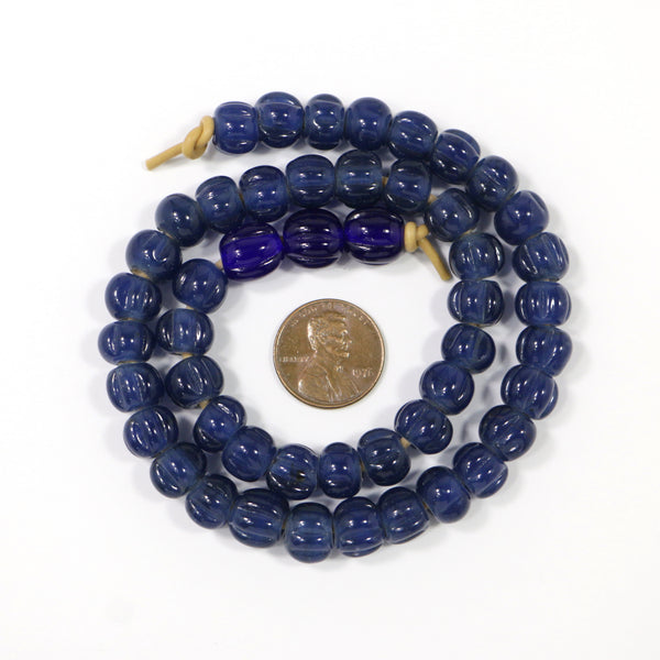 Indonesia, Melon Beads, Blue from Java, Indonesia, 8mm Diameter on 15-inch Strand