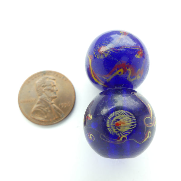 Boshan Starburst Beads, Vintage, Large Round Cobalt Blue, 20mm Diameter, Sold Individually
