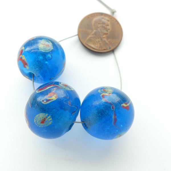 Boshan Starburst Beads, Round, Aqua 20mm Diameter Sold Individually