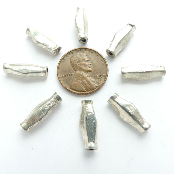 Inidan Silver, Contemorary Collared Flatened Ovals, 15x6mm, Sold Individually