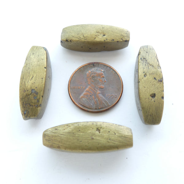 Brass, Gond, Four-Sided Tapered Oval Beads, 9x25mm, Sold Individually