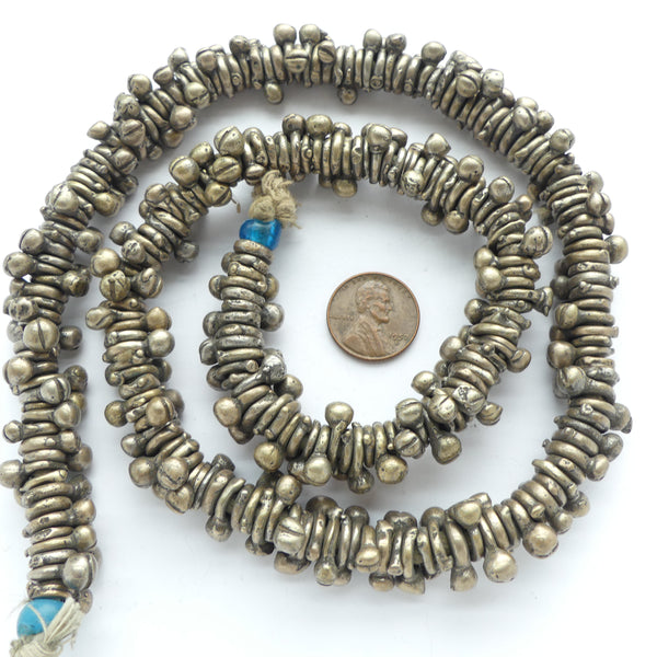 Bronze, Antique Thai Bronze Rings with Ball Attached, Rings 10mm Diameter, Strand 24 inches