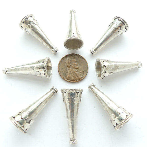 Indian Silver, Vintage, Sterling Cones 29mm Long, 12mm Wide at Base, Sold Individually
